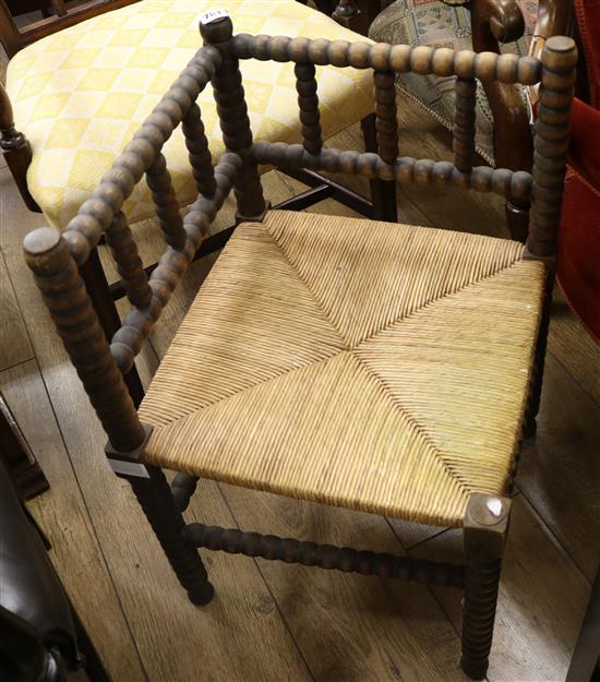 A bobbin turned corner chair